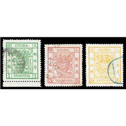 China, 1882, Large Dragons (wide margins), 1ca-5ca complete, thin paper
