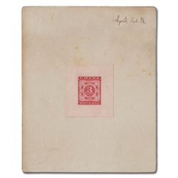 China, 1896, Engraved Red Revenue die proof in red, mounted on card