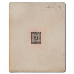 China, 1896, Engraved Red Revenue die proof in black, mounted on card