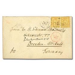 China, 1886 (Mar. 11), Small Dragon combination cover to Germany, sent via the French Post Office