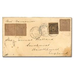 China, 1892 (July 8), Small Dragon cover, sent from Taku to Sandhurst, England