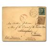 Image 1 : China, 1893 (Feb. 8), Small Dragon combination cover, sent from Philadelphia to Shanghai and forward