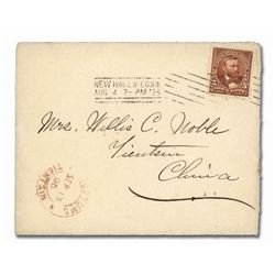 China, 1896 (Aug. 4), "Customs Tientsin" postage due cover, from Connecticut to Tientsin
