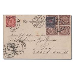 China, 1900 (Nov. 16), combination picture post card usage, sent from Taku to Prague