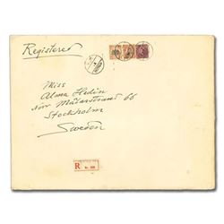 China, 1933 (Feb. 14), attractive registered Sven Hedin large envelope, sent Peiping to Stockholm