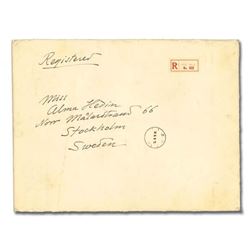 China, 1933 (Mar. 6), lovely quality registered Sven Hedin large-size cover, sent Peiping to Stockho