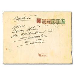 China, 1933 (Mar. 20), lovely registered Sven Hedin large envelope, sent Peiping to Stockholm