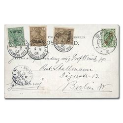 Russian Offices in China, 1905 (Aug. 22), two-country franking on picture post card, sent Shanghai t