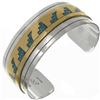 Image 1 : Inlaid Gold Silver Turquoise Unisex Cuff