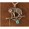 Image 2 : Sterling Silver & Turquoise Wolf Pendant