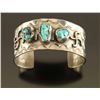 Image 1 : Sterling Silver & Turquoise Rolling Good Luck Cuff
