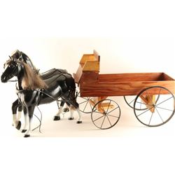 Wooden Wagon with Horses