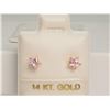 Image 2 : 14K Yellow Gold Pink Cubic Zirconia Earrings, Made in Canada, Suggested Retail Value $80