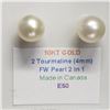 Image 3 : 10K White Gold Orange/Yellow Tourmaline Freshwater Pearl Earrings, Made in Canada, Suggested Retail 