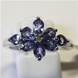 Silver Tanzanite(1.1ct) White Topaz Ring, Suggested Retail Value $200 (Estimated Selling Price from 