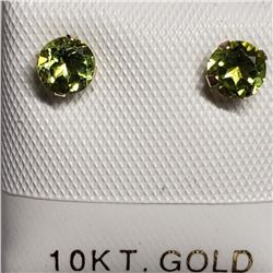 10K Yellow Gold Peridot(0.5ct) Earrings, Made in Canada, Suggested Retail Value $120