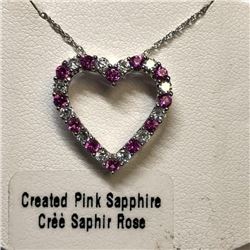 Silver Created Pink Sapphire Cubic Zirconia Pendant, Suggested Retail Value $100