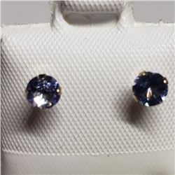 10K Yellow Gold Tanzanite(0.56ct) Freshwater Pearl Earrings, Made in Canada, Suggested Retail Value 