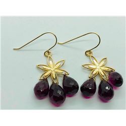 14K Yellow Gold Garnet(11.1ct) Earrings (~weight 3.32g), Insurance Value $1262 (Estimated Selling Pr