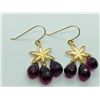 Image 1 : 14K Yellow Gold Garnet(11.1ct) Earrings (~weight 3.32g), Insurance Value $1262 (Estimated Selling Pr