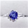 Image 1 : 10K White Gold Tanzanite(1.1ct) 3 Round Diamonds(0.05ct) Ring (~Size 6.5)(Ring is resizable for $40)