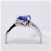 Image 3 : 10K White Gold Tanzanite(1.1ct) 3 Round Diamonds(0.05ct) Ring (~Size 6.5)(Ring is resizable for $40)