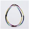 Image 1 : 14K Yellow Gold Rainbow Sapphire, Emerald And Ruby With Ball Clasp(38ct) Necklace (~weight 7.87g), I