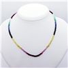 Image 2 : 14K Yellow Gold Rainbow Sapphire, Emerald And Ruby With Ball Clasp(38ct) Necklace (~weight 7.87g), I