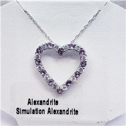 Silver Simulated Alexandrite Heart Shaped Necklace, Suggested Retail Value $200 (Estimated Selling P