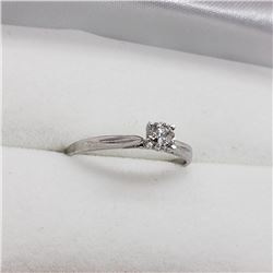 10K White Gold Diamond(0.22ct) Solitaire Ring (~Size 6)(Ring is resizable for $40), Made in Canada, 