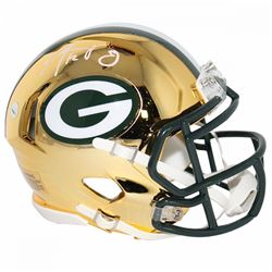 Aaron Rodgers  Signed Green Bay Packers Chrome Mini Speed Helmet (Steiner COA)