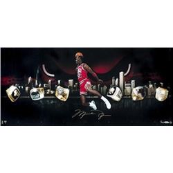 Michael Jordan Signed Chicago Bulls "City Of Rings" LE 15x30 Photo (UDA COA)