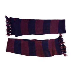 Doctor Who - Slyvester McCoy (7th Doctor) knitted blue and mauve regeneration scarf from Time and th