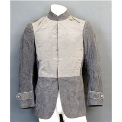 Production made grey suede cloth jacket from Angels Costumiers, label inscribed 'Paul Cross, July 19