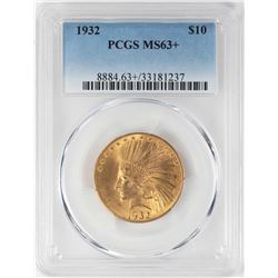 1932 $10 Indian Head Eagle Gold Coin PCGS MS63+