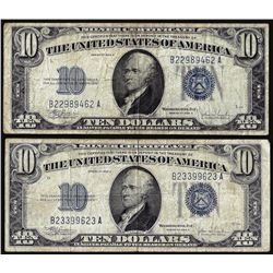 Lot of (2) 1934C $10 Silver Certificate Notes