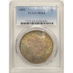 1882 $1 Morgan Silver Dollar Coin PCGS MS64 Amazing Toning