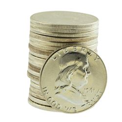 Roll of (20) Brilliant Uncirculated 1961 Franklin Half Dollar Coins