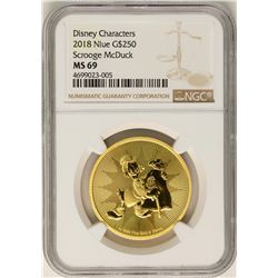 2018 Niue $250 Scrooge McDuck Disney Gold Coin NGC MS69