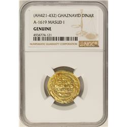 AH421-432 Ghaznavid Dinar A-1619 Masud I Gold Coin NGC Genuine
