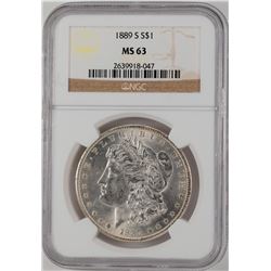 1889-S $1 Morgan Silver Dollar Coin NGC MS63