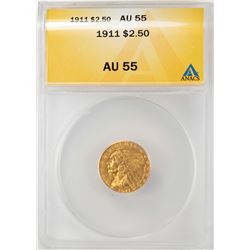 1911 $2 1/2 Indian Head Quarter Eagle Gold Coin ANACS AU55