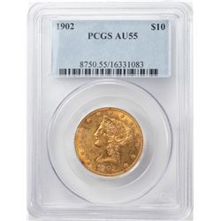 1902 $10 Liberty Head Eagle Gold Coin PCGS AU55