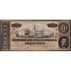 1864 $20 Confederate States of America Note