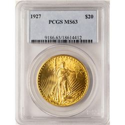 1927 $20 St. Gaudens Double Eagle Gold Coin PCGS MS63