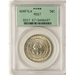 1936 Norfolk Bicentennial Commemorative Half Dollar Coin PCGS MS67 Old Green Holder