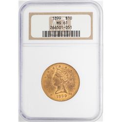 1899 $10 Liberty Head Eagle Gold Coin NGC MS61