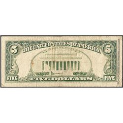1985 $5 Federal Reserve Partial Offset ERROR Note