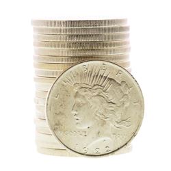 Roll of (20) Brilliant Uncirculated 1922 $1 Peace Silver Dollar Coins