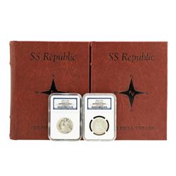 S.S. Republic Shipwreck 1857-O & 1858-O Walking Liberty Half Dollar Coins NGC Graded